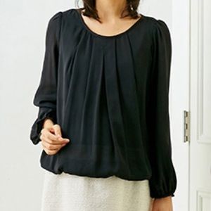 Women's Pleated Front Mesh Tunic Top Blouse